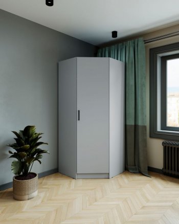 Шкаф угловой Ларс (угол скос), ЛДСП Серый камень (Микон) в Заречном - zarechnyj.mebel-e96.ru