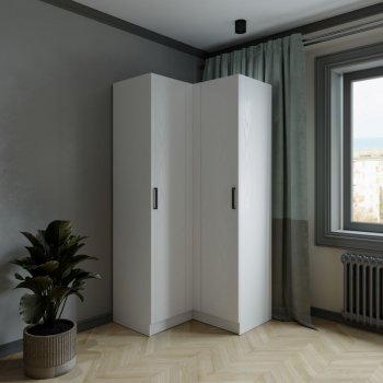 Шкаф угловой Ларс (угол прямой), Белый (Микон) в Заречном - zarechnyj.mebel-e96.ru