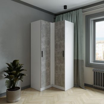 Шкаф угловой Ларс (угол прямой), Белый/Ателье светлое (Микон) в Заречном - zarechnyj.mebel-e96.ru