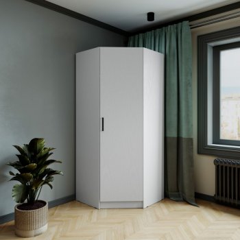 Шкаф угловой Ларс (угол скос), Белый (Микон) в Заречном - zarechnyj.mebel-e96.ru