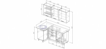 Угловой кухонный гарнитур Латте 1800х1000 мм в Заречном - zarechnyj.mebel-e96.ru