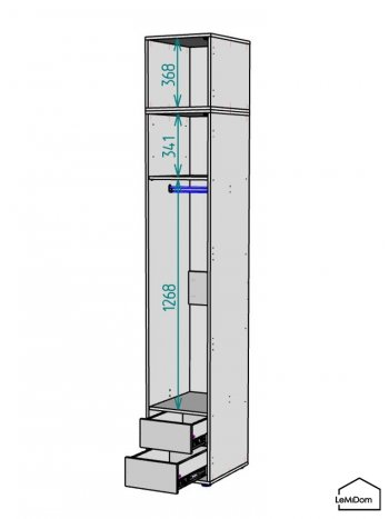 Шкаф с антресолью 400 мм Linnea MHR-1A-3 2450х400х510 (ДВ-М 11.1.25) в Заречном - zarechnyj.mebel-e96.ru