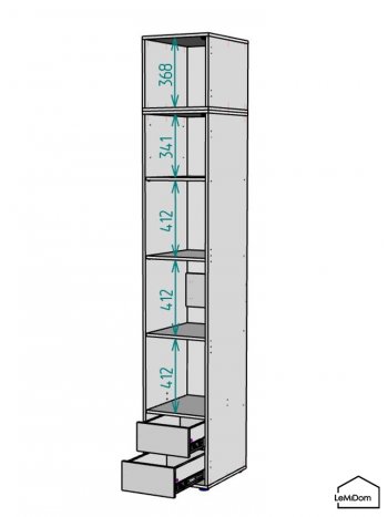 Шкаф с антресолью 400 мм Linnea MHR-1A-4 2450х400х510 (Графит-М 11.1.25) в Заречном - zarechnyj.mebel-e96.ru