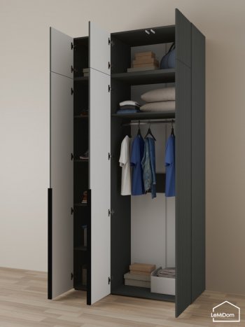 Шкаф с антресолью 1200 мм Linnea MHR-3A-1 2450х1200х510 (Графит-М 11.1.25) в Заречном - zarechnyj.mebel-e96.ru