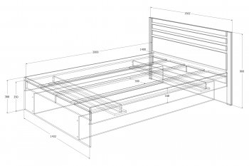 Кровать двуспальная Лиана графит (Зарон) в Заречном - zarechnyj.mebel-e96.ru
