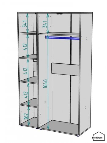Шкаф Linnea MHR-3-1 2050х1200х510 (Графит-М 11.1.25) в Заречном - zarechnyj.mebel-e96.ru