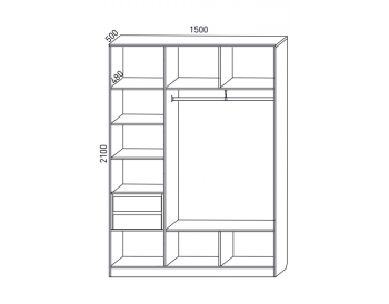 Шкаф распашной 1500 мм М6-3.2 Б+П 150 + ящики (М6) в Заречном - zarechnyj.mebel-e96.ru