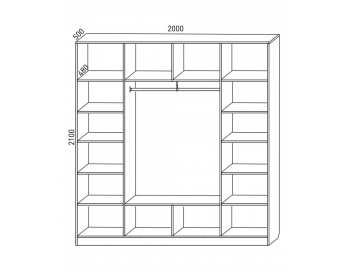 Шкаф распашной 2000 мм  М6-4.2 Б+П+Б 200 (М6) в Заречном - zarechnyj.mebel-e96.ru