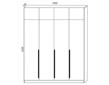 Шкаф распашной 2000 мм  М6-4.1.1 П+П+П+П 200 + антресоль (М6) в Заречном - zarechnyj.mebel-e96.ru