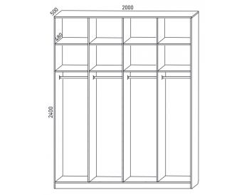 Шкаф распашной 2000 мм  М6-4.1.1 П+П+П+П 200 + антресоль (М6) в Заречном - zarechnyj.mebel-e96.ru