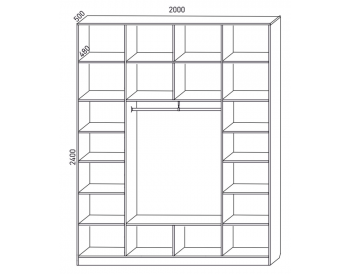 Шкаф распашной 2000 мм М6-4.2 Б+П+Б 200 + антресоль (М6) в Заречном - zarechnyj.mebel-e96.ru
