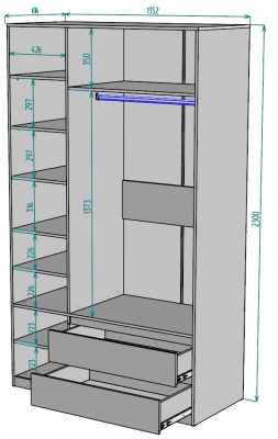 Шкаф Мальта 1350 мм Графит в Заречном - zarechnyj.mebel-e96.ru