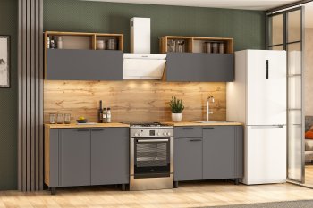 Кухонный гарнитур Монако 2000 мм графит (СВ) в Заречном - zarechnyj.mebel-e96.ru