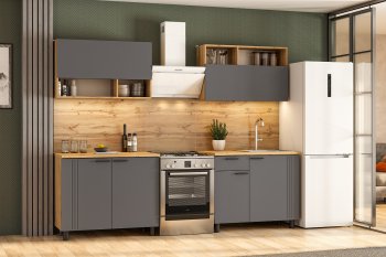 Кухонный гарнитур Монако 2000 мм графит (СВ) в Заречном - zarechnyj.mebel-e96.ru