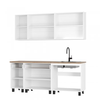 Кухонный гарнитур Монтана 2000 мм белый/графит (БТС) в Заречном - zarechnyj.mebel-e96.ru