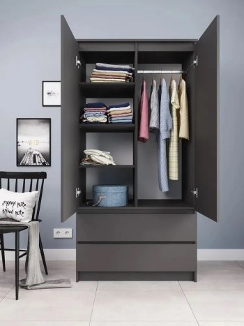 Шкаф 900 мм с антресолью Мори 900.2 графит (ДСВ) в Заречном - zarechnyj.mebel-e96.ru