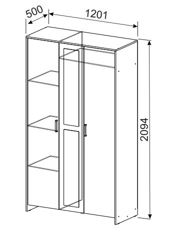 Шкаф распашной 1200 мм Дольче (СВ) в Заречном - zarechnyj.mebel-e96.ru