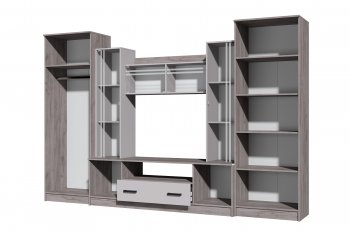 Стенка Николь-2 крафт серый/кашемир (Зарон) в Заречном - zarechnyj.mebel-e96.ru