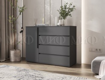 Комод 1 дверь 4 ящика (1200) Норд, графит (Миф) в Заречном - zarechnyj.mebel-e96.ru