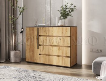 Комод 1 дверь 4 ящика (1200) Норд, дуб крафт (Миф) в Заречном - zarechnyj.mebel-e96.ru