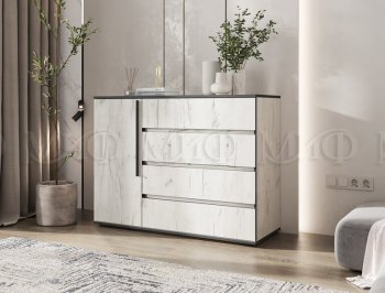 Комод 1 дверь 4 ящика (1200) Норд, крафт белый (Миф) в Заречном - zarechnyj.mebel-e96.ru