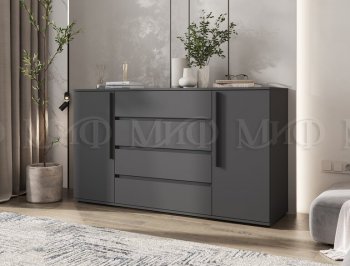 Комод 2 двери 4 ящика (1600) Норд, графит (Миф) в Заречном - zarechnyj.mebel-e96.ru