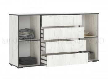 Комод 2 двери 4 ящика (1600) Норд, крафт белый (Миф) в Заречном - zarechnyj.mebel-e96.ru