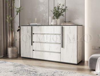 Комод 2 двери 4 ящика (1600) Норд, крафт белый (Миф) в Заречном - zarechnyj.mebel-e96.ru