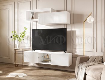 Стенка Норд-1 белый глянец (Миф) в Заречном - zarechnyj.mebel-e96.ru