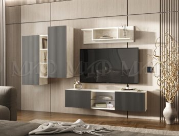 Стенка Оскар крафт белый/графит (Миф) в Заречном - zarechnyj.mebel-e96.ru