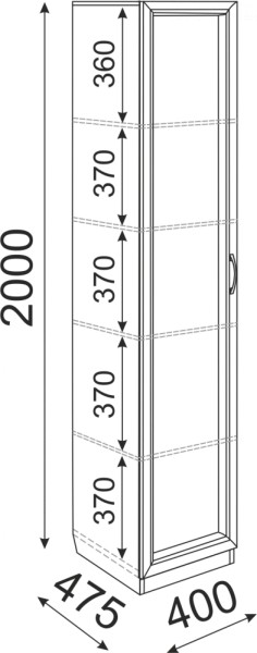 Пенал Остин М03 полки 400 (Риннер) в Заречном - zarechnyj.mebel-e96.ru