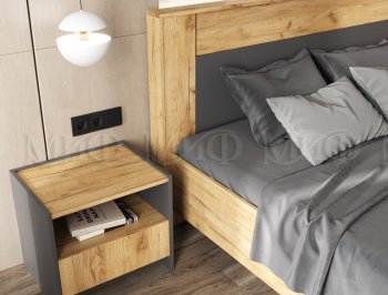 Кровать парящая Остин крафт/графит (Миф) в Заречном - zarechnyj.mebel-e96.ru