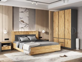 Кровать парящая Остин крафт/графит (Миф) в Заречном - zarechnyj.mebel-e96.ru
