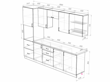 Кухонный гарнитур 2800 мм Прованс с карнизом (Росток) в Заречном - zarechnyj.mebel-e96.ru