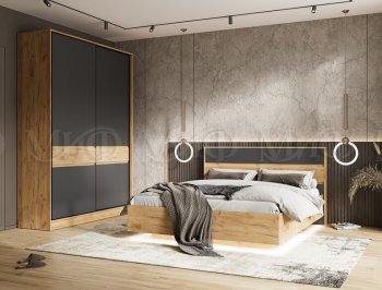 Кровать парящая с ПМ Роджина крафт/графит (Миф) в Заречном - zarechnyj.mebel-e96.ru