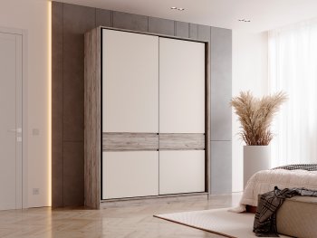 Шкаф-купе 1800 мм Роджина крафт серый/кашемир (Миф) в Заречном - zarechnyj.mebel-e96.ru | фото