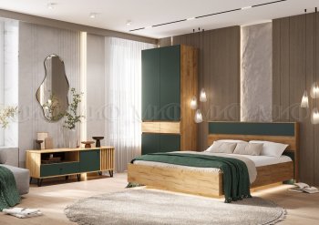 Спальный гарнитур Роджина крафт/изумрудный, модульный (Миф) в Заречном - zarechnyj.mebel-e96.ru