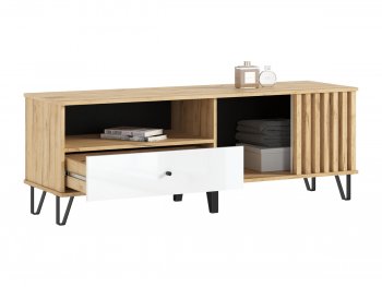 Тумба ТВ (1500) Роджина крафт/белый (Миф) в Заречном - zarechnyj.mebel-e96.ru