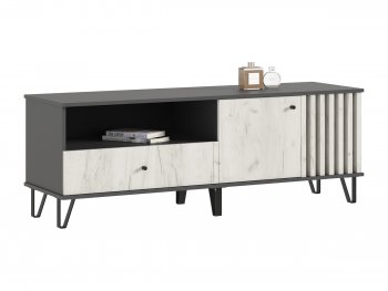 Тумба ТВ (1500) Роджина крафт белый/графит (Миф) в Заречном - zarechnyj.mebel-e96.ru