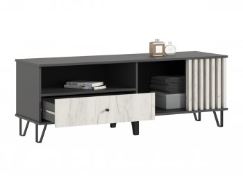 Тумба ТВ (1500) Роджина крафт белый/графит (Миф) в Заречном - zarechnyj.mebel-e96.ru