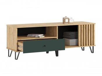 Тумба ТВ (1500) Роджина крафт/изумрудный (Миф) в Заречном - zarechnyj.mebel-e96.ru