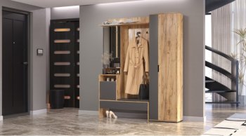Прихожая Сабрина Дуб вотан/графит (Лин) в Заречном - zarechnyj.mebel-e96.ru