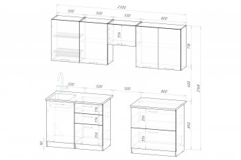 Кухонный гарнитур Фьюджи макси 2300 мм (Герда) в Заречном - zarechnyj.mebel-e96.ru