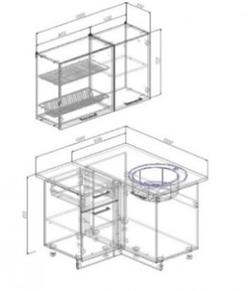 Кухонный гарнитур угловой Умбра МДФ 1000*1000 (Sanvut) в Заречном - zarechnyj.mebel-e96.ru