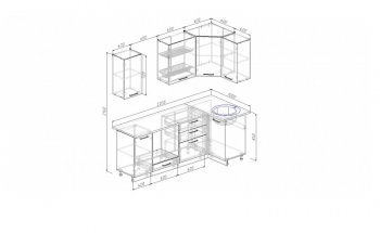 Угловой кухонный гарнитур Жемчуг 2200*1000 мм в Заречном - zarechnyj.mebel-e96.ru