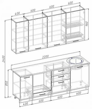 Кухонный гарнитур Трансильвания 2200 мм (Санвут) в Заречном - zarechnyj.mebel-e96.ru