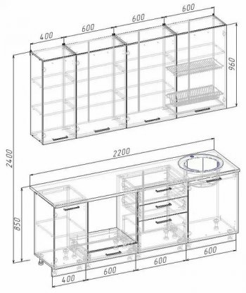 Кухонный гарнитур Муссон 2200 мм в Заречном - zarechnyj.mebel-e96.ru