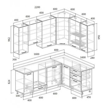 Угловой кухонный гарнитур Муссон 2200*1600 мм Sanvut в Заречном - zarechnyj.mebel-e96.ru