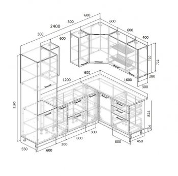 Угловой кухонный гарнитур Муссон 2400*1600 мм Sanvut в Заречном - zarechnyj.mebel-e96.ru