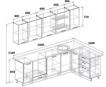 Угловой кухонный гарнитур Фьюжн 2600*1600 мм Sanvut в Заречном - zarechnyj.mebel-e96.ru
